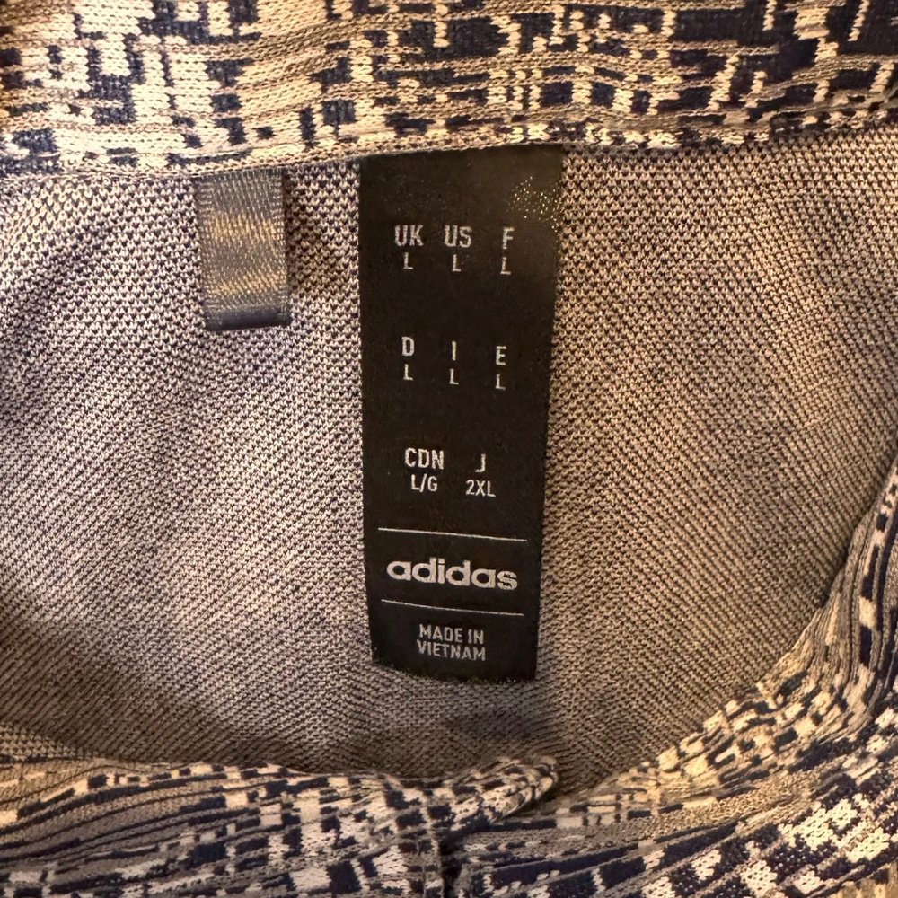 Adidas Golf Polo Men’s Large Navy Pattern Golf Polo Golfer Logo on Chest - Picture 6 of 10